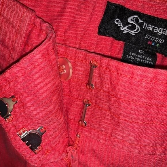 Sharagano Studio Womens Red Cropped Pants Size 12 Cotton Blend Stretch - Picture 2 of 10